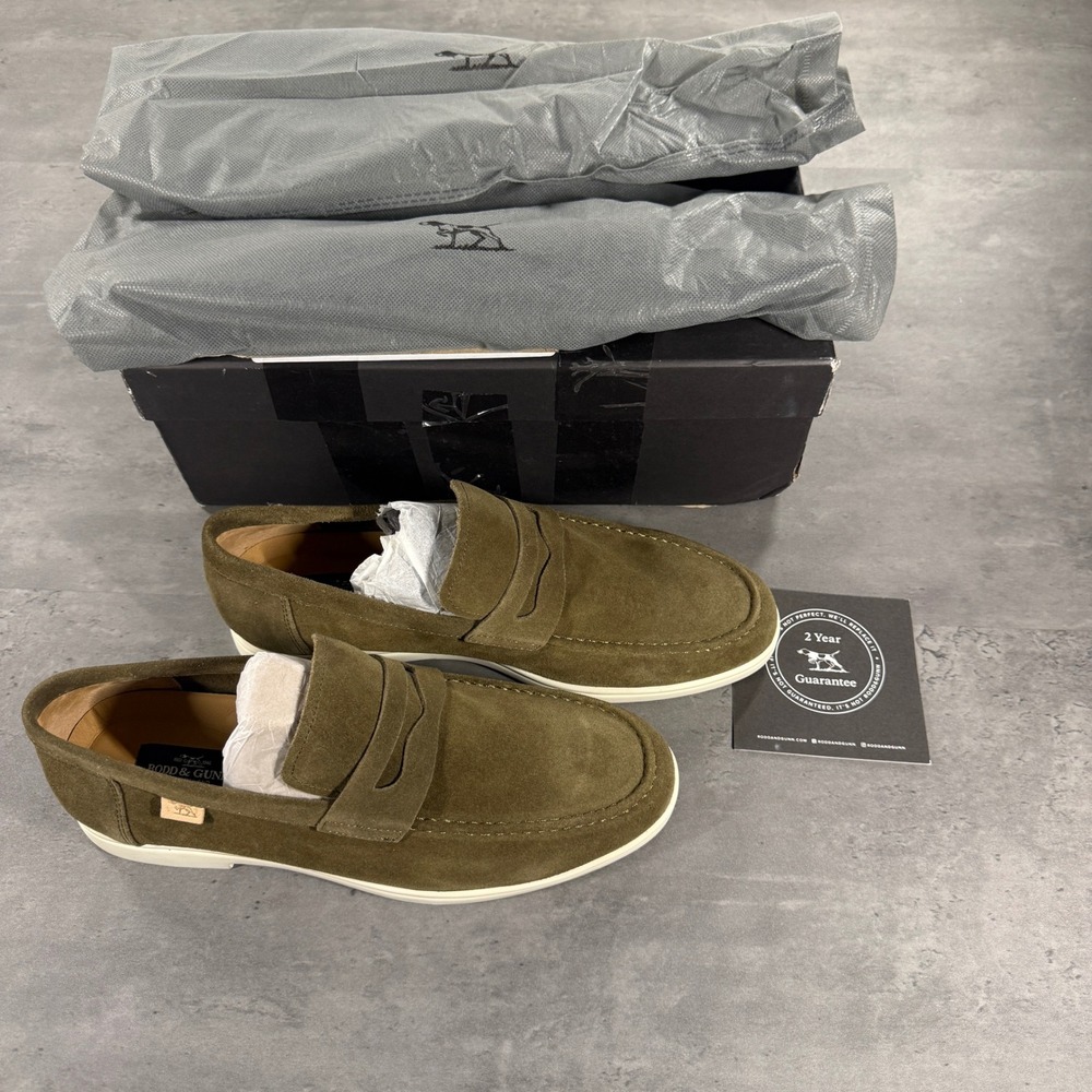 Rodd & Gunn Loafers Mens 11 Marsden Bay Olive Green Suede Penny Slip-On NEW